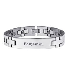 Men's Personalized Stainless Steel Engravable ID Link Bracelet Men's Personalized Stainless Steel Engravable ID Link Bracelet