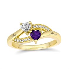 Personalized Gemstone and 1/20ctw Lab Grown Diamond or Created White Sapphire Couple's Ring Personalized Gemstone and 1/20ctw Lab Grown Diamond or Created White Sapphire Couple's Ring