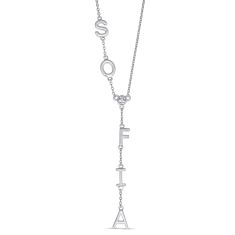 Personalized Created White Sapphire Modern Vertical Name Initials Necklace 1