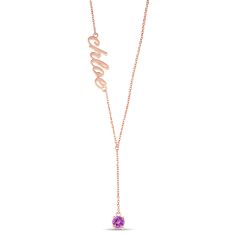 Personalized Gemstone Script Nameplate Necklace 1