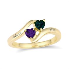 Personalized Heart Gemstone Couple's Ring Personalized Heart Gemstone Couple's Ring