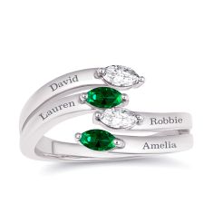 Personalized Gemstone Family Bypass Ring Personalized Gemstone Family Bypass Ring