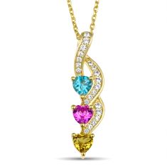 Personalized Gemstone and 1/10ctw Lab Grown Diamond or Created White Sapphire Family and Mother's Necklace 1
