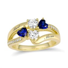 Personalized Birthstone and 1/20ctw Lab Grown Diamond or Created White Sapphire Family Ring