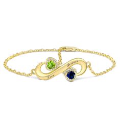 Personalized Gemstone and 1/8ctw Lab Grown Diamond or Created White Sapphire Couple's Infinity Bracelet Personalized Gemstone and 1/8ctw Lab Grown Diamond or Created White Sapphire Couple's Infinity Bracelet