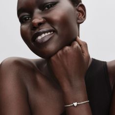 Pandora Heart Clasp Faceted Snake Chain Bracelet