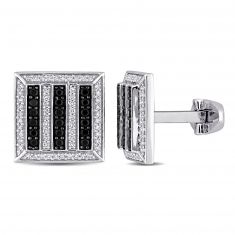 5/8ctw Diamond and Black Sapphire White Gold Square Cufflinks