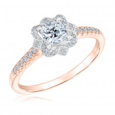 5/8ctw Diamond Cushion Rose Gold Engagement Ring