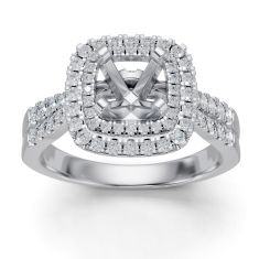 5/8ctw Diamond Princess Halo White Gold Engagement Ring Setting