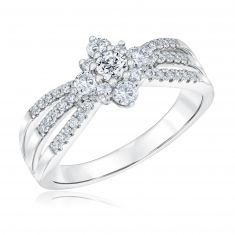 5/8ctw Round Diamond Snowflake White Gold Ring