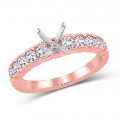 5/8ctw Round Diamond Vintage-Inspired Rose Gold Engagement Ring Setting | Design Collection