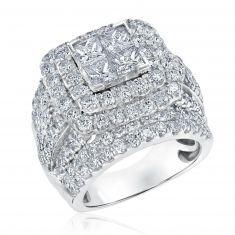 5ctw Princess Diamond Composite Double Halo White Gold Engagement Ring | Harmony Collection