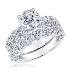5ctw Round Lab Grown Diamond White Gold Engagement and Wedding Ring Bridal Set
