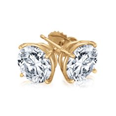 5ctw Round Lab Grown Diamond Yellow Gold Solitaire Earrings