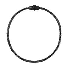 5ctw Treated Black Diamond and Black Sterling Silver Tennis Bracelet | 3mm | 8.5 Inches | Men's