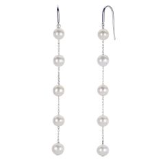 6-6.5mm Freshwater Cultured Pearl Sterling Silver Linear Drop Earrings 1