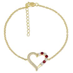 Personalized Gemstone and 1/10ctw Lab Grown Diamond or Created White Sapphire Family Heart Bracelet Personalized Gemstone and 1/10ctw Lab Grown Diamond or Created White Sapphire Family Heart Bracelet