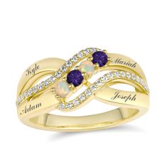 Personalized Gemstone and 1/6ctw Lab Grown Diamond or Created White Sapphire Family Ring Personalized Gemstone and 1/6ctw Lab Grown Diamond or Created White Sapphire Family Ring
