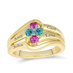 Personalized Gemstone Cluster Split Shank Family Ring