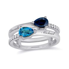 Personalized Gemstone and 1/8ctw Lab Grown Diamond or Created White Sapphire Couple's Ring Personalized Gemstone and 1/8ctw Lab Grown Diamond or Created White Sapphire Couple's Ring