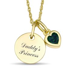 Children's Personalized Gemstone and Round Disc Pendant Necklace Children's Personalized Gemstone and Round Disc Pendant Necklace