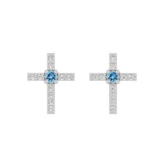 Children's Personalized Gemstone Cross Stud Earrings Children's Personalized Gemstone Cross Stud Earrings