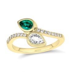 Personalized Gemstone and Created White Sapphire Couple's Ring Personalized Gemstone and Created White Sapphire Couple's Ring