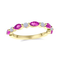Personalized Marquise and Round Gemstone Stackable Ring Personalized Marquise and Round Gemstone Stackable Ring