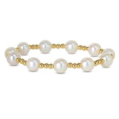7.5-8mm White Freshwater Cultured Pearl Yellow Gold Bracelet