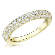 7/8ctw Diamond Pave Yellow Gold Ring