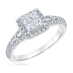 7/8ctw Princess Diamond Composite White Gold Engagement Ring - Harmony Collection