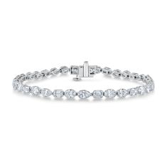 7ctw Mixed-Shape Lab Grown Diamond White Gold Tennis Bracelet