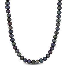 8-8.5mm Black Freshwater Cultured Pearl Strand Necklace | 20 Inches | Men's