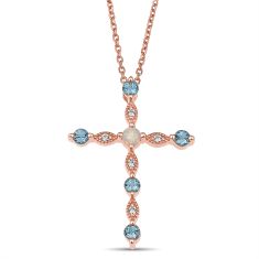 Personalized Gemstone and Created White Sapphire Cross Pendant Necklace Personalized Gemstone and Created White Sapphire Cross Pendant Necklace