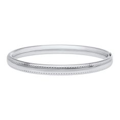 Child's Sterling Silver Beaded Edge Hinged Bangle Bracelet 1