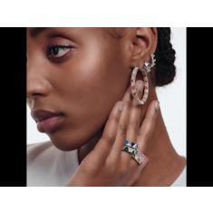 Swarovski Crystal Millenia Blue Triangle-Cut Rhodium-Plated Cocktail Ring - Size 8