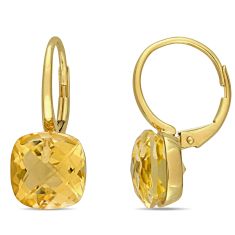 Citrine Yellow Gold Leverback Earrings