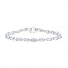 8ctw Emerald and Baguette Lab Grown Diamond White Gold Tennis Bracelet