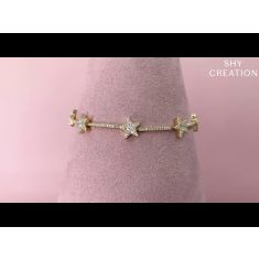 Shy Creation Diamond Star Yellow Gold Bracelet 7/8ctw