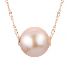 9-10mm Freshwater Cultured Pearl Pendant Necklace, Rose Gold