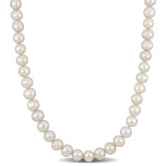 9-9.5mm White Freshwater Cultured Pearl Strand Necklace | 20 Inches | Men's