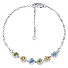 Personalized Gemstone and 1/3ctw Lab Grown Diamond or Created White Sapphire Family Bracelet Personalized Gemstone and 1/3ctw Lab Grown Diamond or Created White Sapphire Family Bracelet