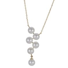 5.5-6mm Freshwater Cultured Pearl 14k Yellow Gold Cluster Necklace  1