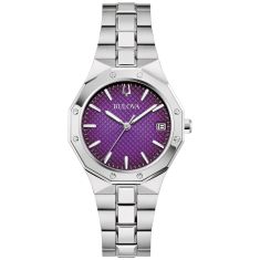 Bulova Prestige Classic Purple Dial Stainless Steel Bracelet Watch 32mm - 96M168