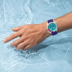Bulova Snorkel Teal Dial Violet #TIDE Nylon NATO Strap Limited Edition Watch 41mm - 98B447
