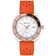 Bulova Snorkel Clownfish White Dial Orange Rubber Strap Watch 41mm - 98B448