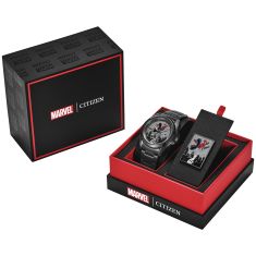 Citizen Eco-Drive Marvel Spider-Man Swings Gray Ion-Plated Stainless Steel Watch Box Set 43mm - AW1437-61W