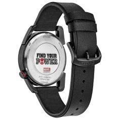 Citizen Eco-Drive Marvel Miles Morales Black Leather Watch Strap 42mm - AW1685-00W