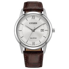 Citizen Eco-Drive Classic Dress Silver-Tone Dial Leather Strap Watch 40mm - AW1780-25A 1