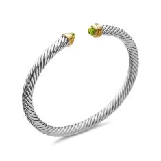 David Yurman Classic Cable Bracelet in Sterling Silver with 14K Yellow Gold and Peridot, 5mm